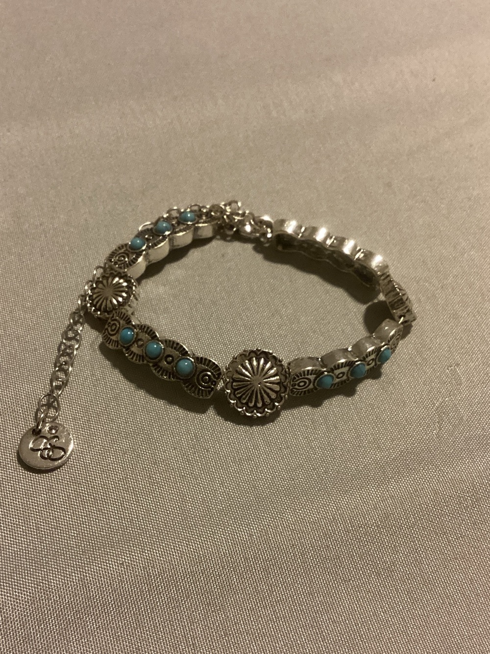 T.Jazelle Sterling Silver Southwestern Turquoise Concho Link Bracelet